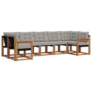 vidaXL Conjunto de sof&aacute;s de exterior 7 pcs Gris Natural y Claro
