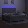 vidaXL Cama box spring colch&oacute;n y luces LED tela gris claro 180x200 cm
