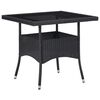 vidaXL Set de comedor de jardín 3 pzas ratán PE vidrio templado negro