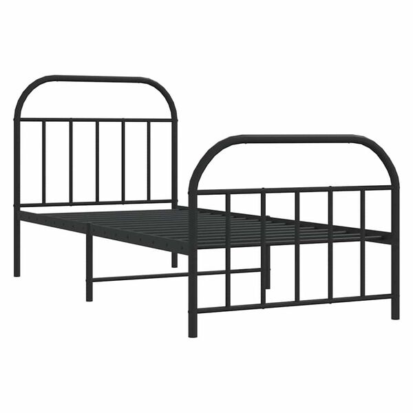 vidaXL Estructura cama sin colch&oacute;n con estribo metal negro 90x200 cm