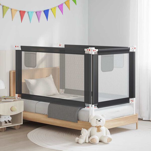 vidaXL Barandilla de seguridad cama de ni&ntilde;o gris oscuro tela 150x25 cm