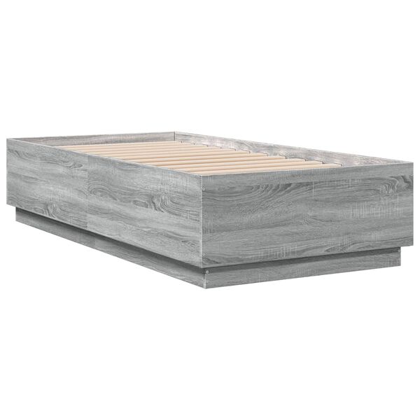 vidaXL Estructura de cama madera de ingenier&iacute;a gris Sonoma 90x190 cm