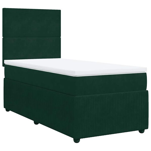 vidaXL Cama box spring con colch&oacute;n terciopelo verde oscuro 90x190 cm