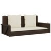 vidaXL Banco columpio con cojines rat&aacute;n sint&eacute;tico marr&oacute;n 119x56x48 cm
