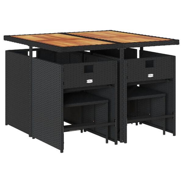 vidaXL Set de comedor de jard&iacute;n 9 pzas y cojines rat&aacute;n sint&eacute;tico negro