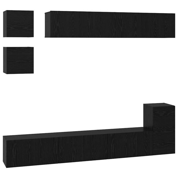 vidaXL Conjunto de mueble de TV 8 pcs Roble Negro Madera contrachapada