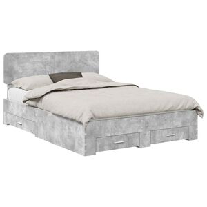 vidaXL Estructura de cama con cabecera Gris Concreto 150 x 200 cm