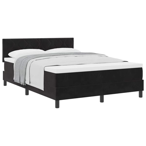 vidaXL Cama tipo Box Spring con colch&oacute;n Negro 140 x 190 cm Terciopelo