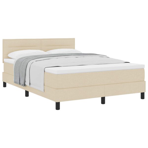 vidaXL Cama tipo Box Spring con cabecera Crema 140 x 200 cm tela