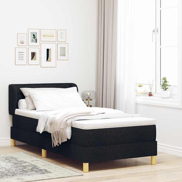 vidaXL Cama tipo Box Spring con colch&oacute;n Negro 80 x 200 cm tela