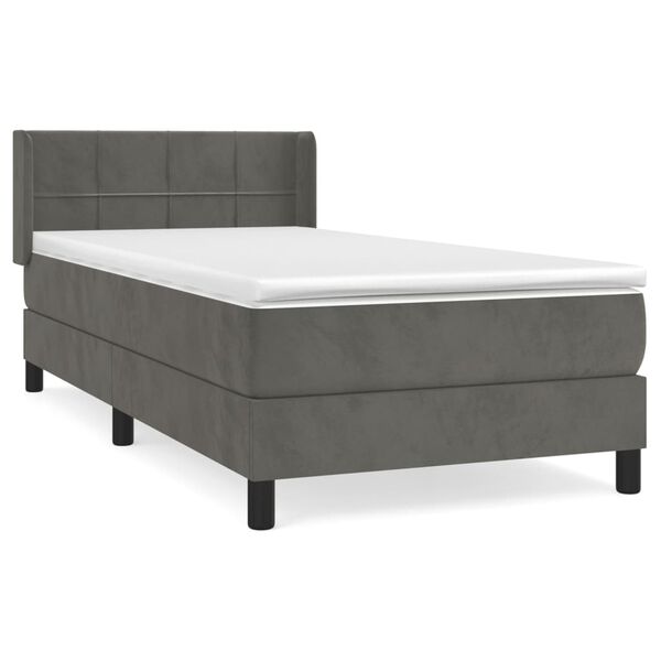 vidaXL Cama box spring con colch&oacute;n terciopelo gris oscuro 80x200 cm