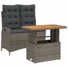 vidaXL Juego de comedor jard&iacute;n 2 pzas con cojines rat&aacute;n sint&eacute;tico gris