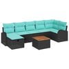 vidaXL Conjunto de sof&aacute;s de jard&iacute;n 8 uds. Negro Polirat&aacute;n