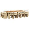 vidaXL Set comedor de jard&iacute;n con cojines 15 pzas rat&aacute;n sint&eacute;tico beige