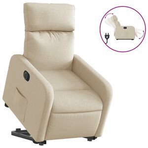 vidaXL Sill&oacute;n el&eacute;ctrico reclinable elevable de tela color crema