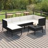 vidaXL Set muebles de jard&iacute;n 7 pzas y cojines rat&aacute;n sint&eacute;tico negro