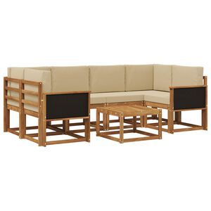 vidaXL Conjunto de sof&aacute;s de exterior con coj&iacute;n 5 pcs Natural