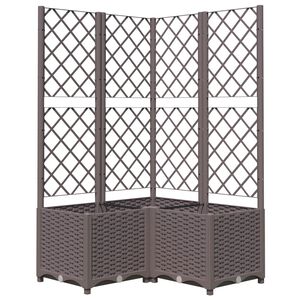 vidaXL Jardinera con enrejado PP marr&oacute;n 80x80x136 cm
