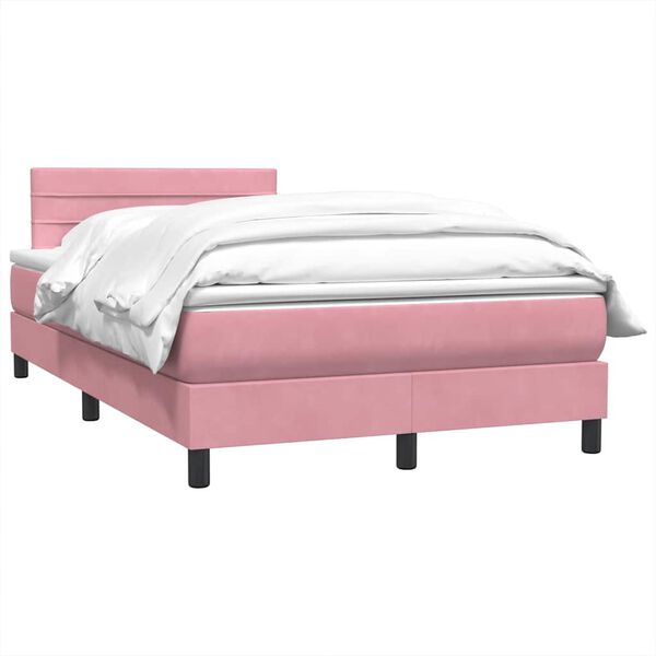 vidaXL Cama box spring con colch&oacute;n terciopelo rosa 120x220 cm