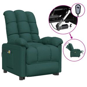 vidaXL Sill&oacute;n de masaje el&eacute;ctrico tela verde oscuro
