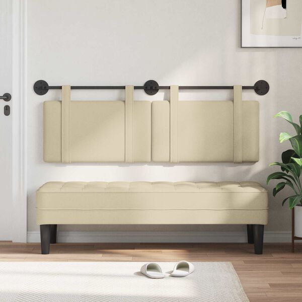 vidaXL Cabecera Colgante Liso Crema 150 x 55 x 5 cm tela