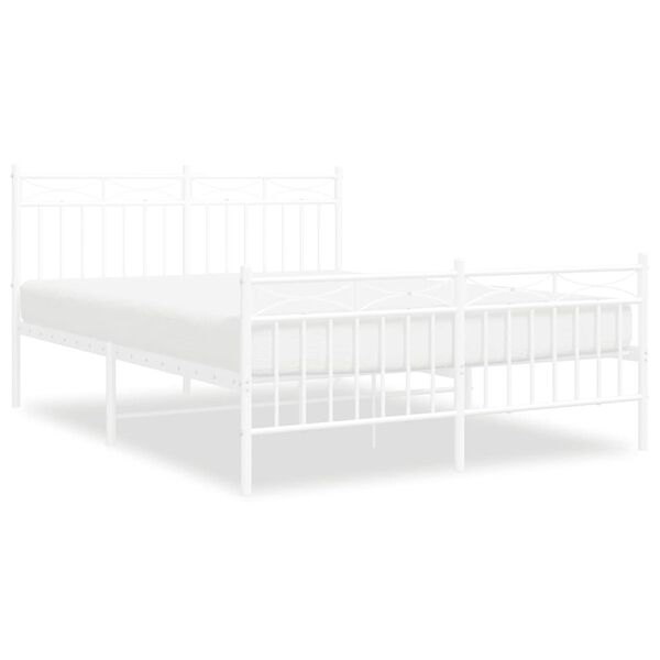 vidaXL Estructura cama sin colchón con estribo metal blanco 135x190 cm