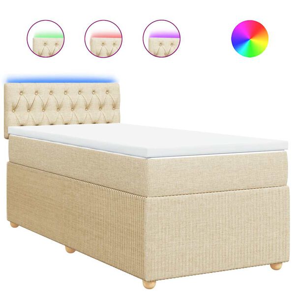 vidaXL Cama box spring con colch&oacute;n tela color crema 90x190 cm