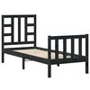 vidaXL Estructura de cama individual con cabecero madera maciza negro