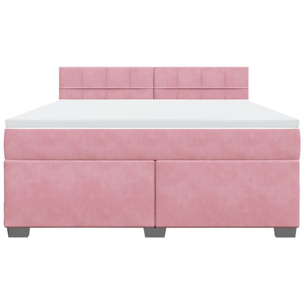 vidaXL Cama box spring con colch&oacute;n terciopelo rosa 180x200 cm