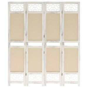 vidaXL Biombo divisor de 4 paneles de tela color crema 140x165 cm