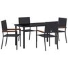 vidaXL Conjunto de Comedor de Jard&iacute;n 5 pcs Negro rat&aacute;n sint&eacute;tico