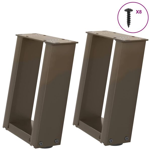 vidaXL Patas para mesa de centro en forma de U (2 unidades, acero natural, 30 x 30-31 cm)