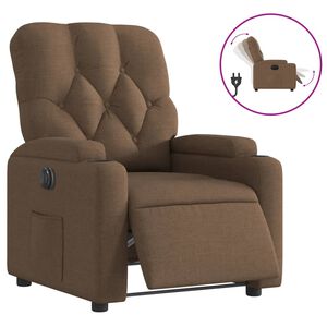 vidaXL Sill&oacute;n reclinable el&eacute;ctrico de tela marr&oacute;n