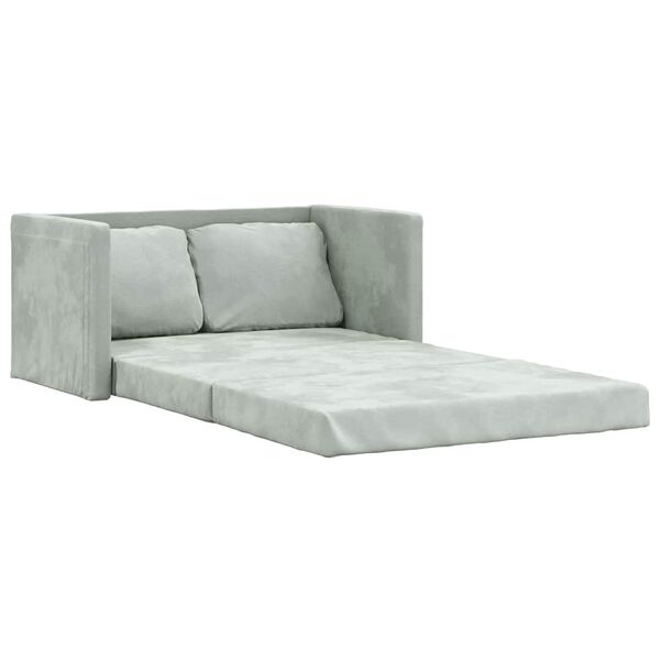 vidaXL Sofá cama de suelo 2 en 1 terciopelo gris claro 122x204x55 cm