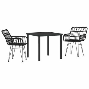 vidaXL Conjunto de Comedor de Jard&iacute;n 3 pcs Negro