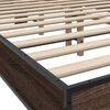 vidaXL Estructura cama madera ingeniería metal marrón roble 135x190 cm