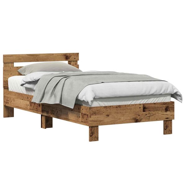 vidaXL Estructura de cama con cabecera Madera vieja 193 x 95 x 88 cm