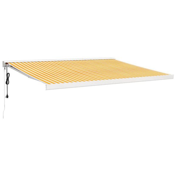 vidaXL Toldo retr&aacute;ctil aluminio y tela amarillo y blanco 4,5x3 m