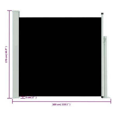 vidaXL Toldo lateral retráctil de jardín negro 170x300 cm