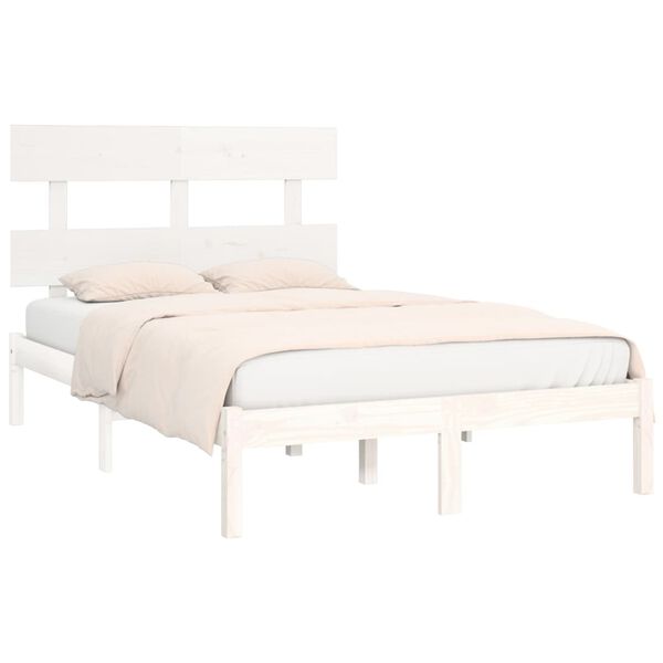 vidaXL Estructura de cama doble peque&ntilde;a madera maciza blanca 120x190cm