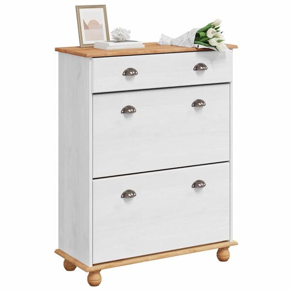 vidaXL Armario para Zapatos con cajón ASKIM Blanco 85 x 35 x 108 cm