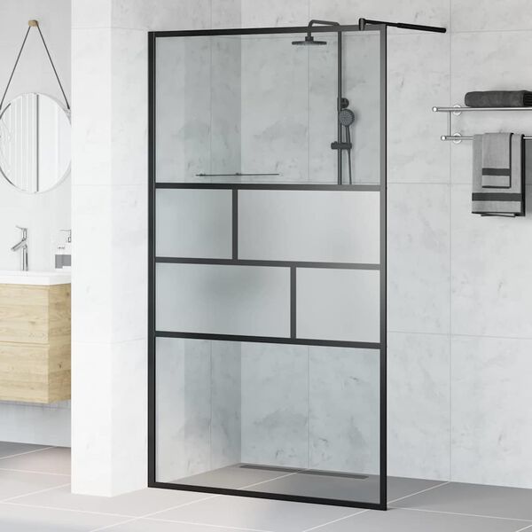 vidaXL Pared de Ducha Walk-in Negro 80 x 195 x 0.5 cm