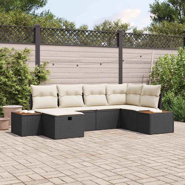 vidaXL Conjunto de sofá de jardín 6 pcs Negro ratán sintético