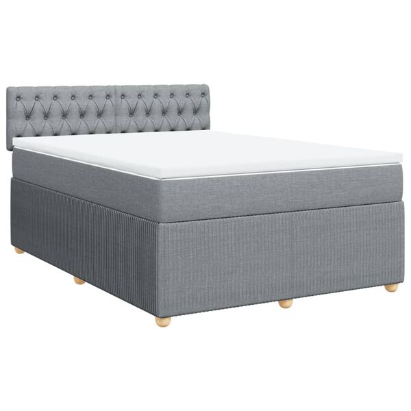 vidaXL Cama box spring con colch&oacute;n tela gris claro 140x190 cm