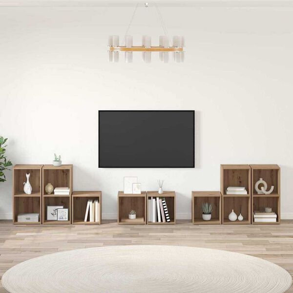 vidaXL Juego de muebles de TV 8 pcs Roble artesanal