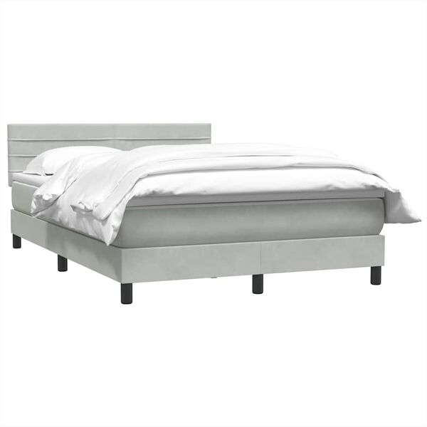 vidaXL Cama box spring con colch&oacute;n terciopelo gris claro 140x210 cm