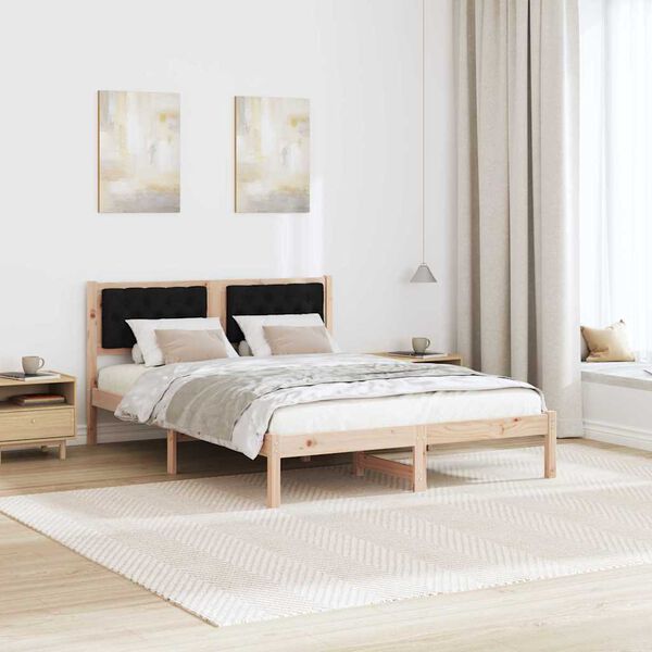 vidaXL Estructura de cama Negro 140 x 200 cm Madera de pino macizo