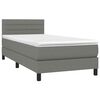 vidaXL Cama box spring con colch&oacute;n tela gris oscuro 80x200 cm