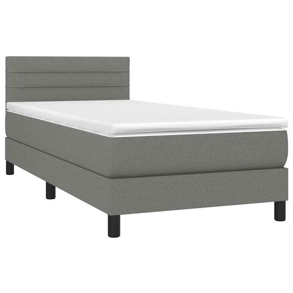 vidaXL Cama box spring con colch&oacute;n tela gris oscuro 80x200 cm