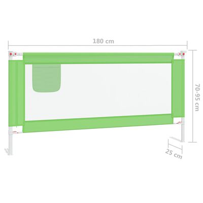 vidaXL Barandilla de seguridad cama de niño verde tela 180x25 cm